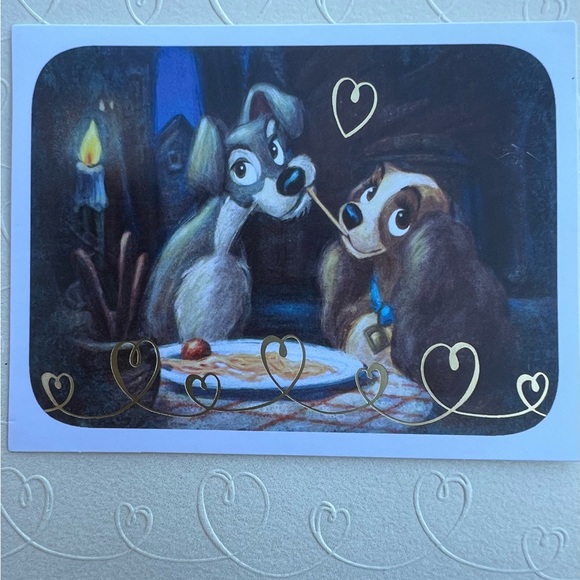 Hallmark Disney Lady And The Tramp Blank Greeting Card Lot 8 Cards Spaghetti - Picture 3 of 7
